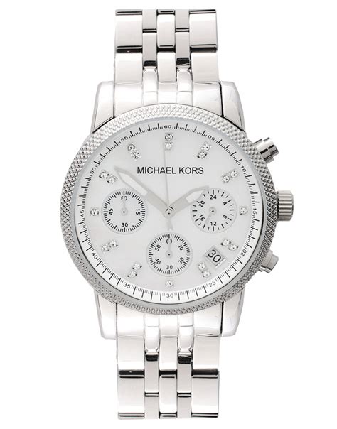 michael kors ritz glitz silver chronograph watch|Michael Kors Women's Ritz Chronograph Silver.